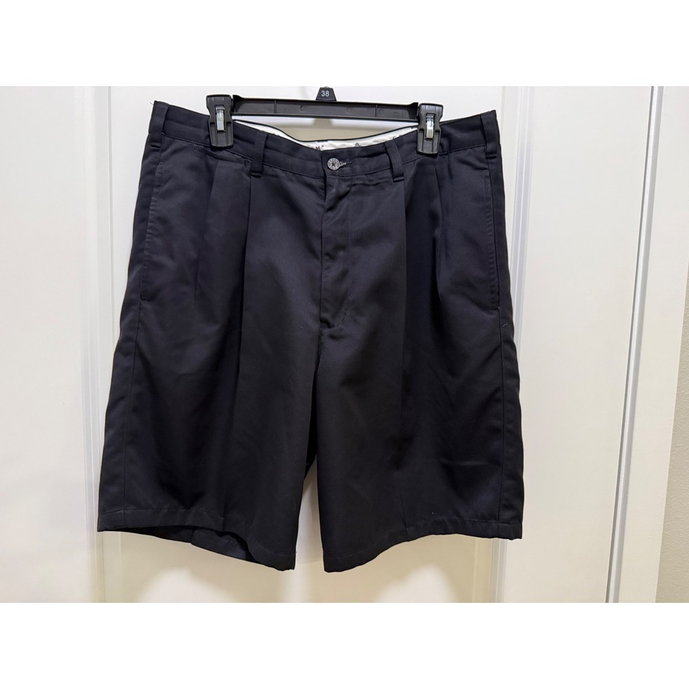 Grand Slam Mens Pleated Golf Shorts Black Size 34 Solid Polyester Performance‎